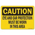 Signmission OSHA Decal, Eye & Ear Protection Must Worn In This Area, 24in X 18in Decal, 18" H, 24" W, Landscape OS-CS-D-1824-L-19157